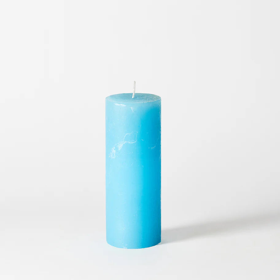 Rustic poured pillar candle- turquoise