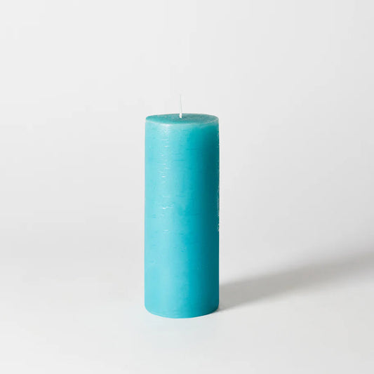 Rustic poured pillar candle- Bright Teal