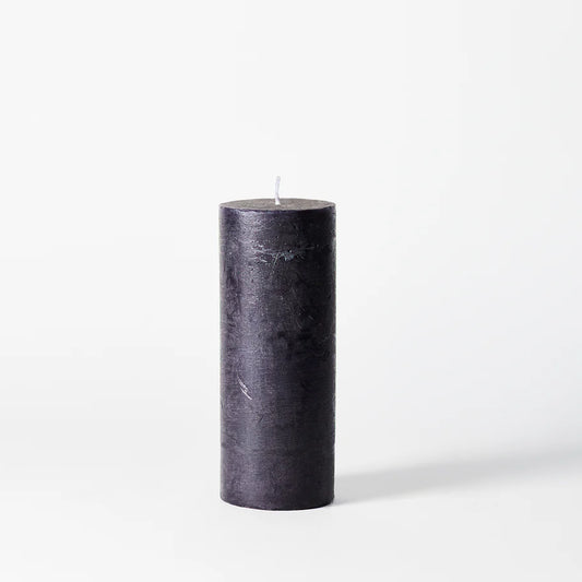 Rustic poured pillar candle -charcoal