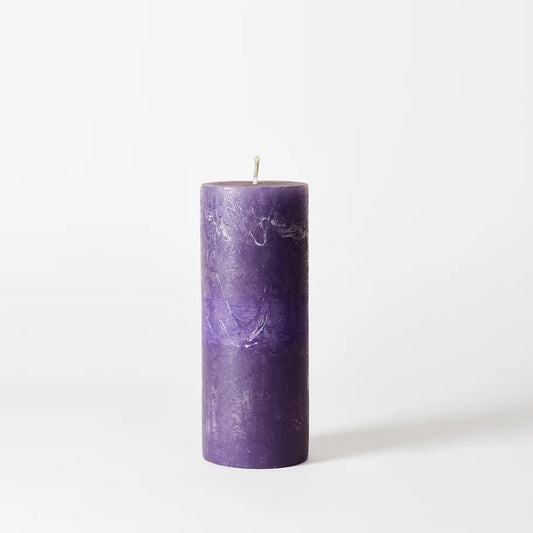 Rustic poured pillar candle- purple