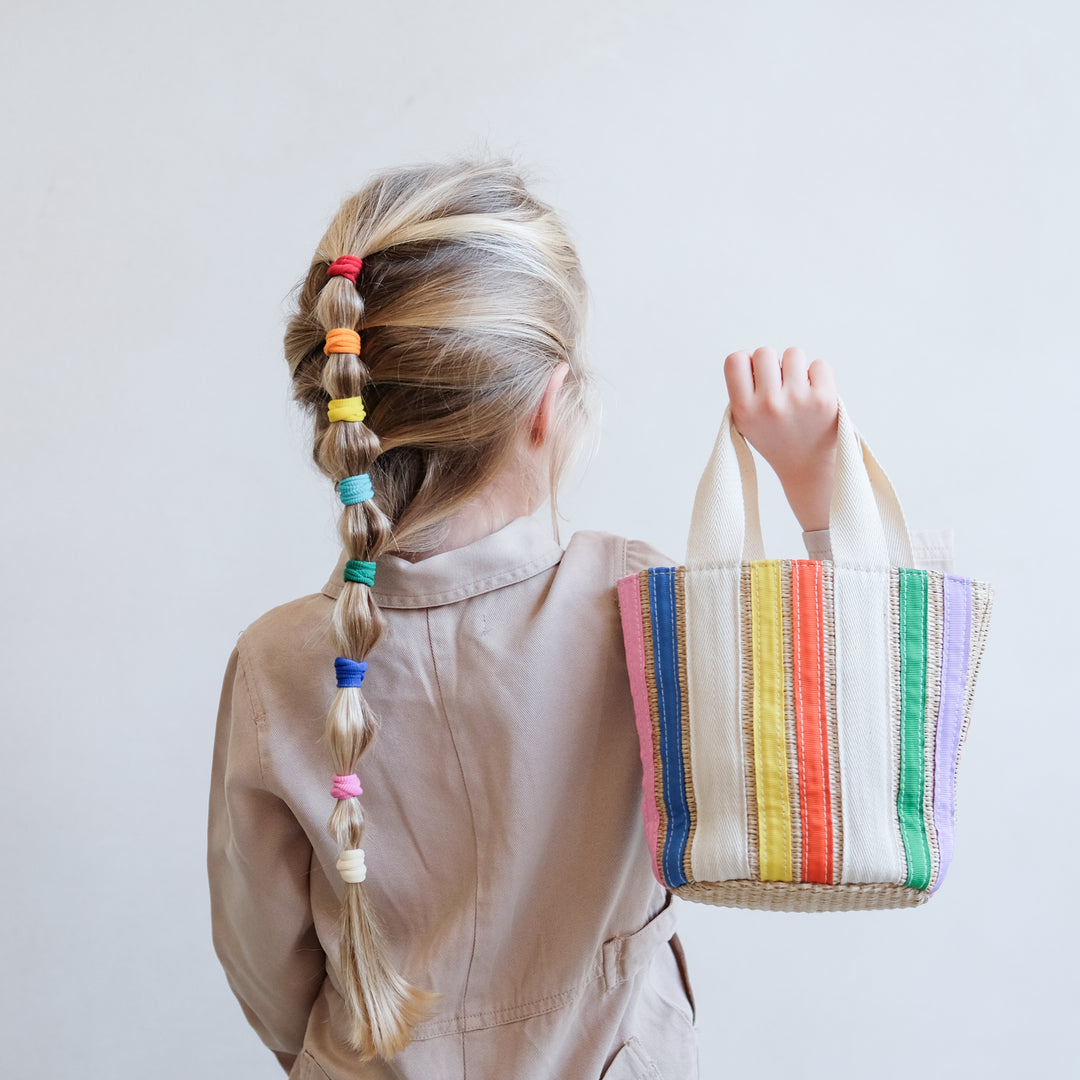 Children's rainbow ribbon bag
